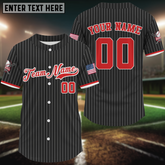 Maxcorners Men's Red Pinstripe Patriotic Baseball Jersey Custom USA Flag Baseball Shirt For Fans 1 LM1809