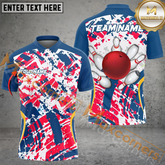 Maxcorners Colorful Background Bowling Jersey Multicolor Option Customized Name, Team Name 3D Polo Shirt