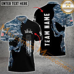 Maxcorners Golf Skull Camo Multicolor Option Customized Name, Team Name 3D Polo Shirt