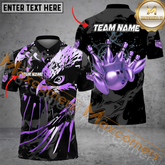 Maxcorners Eagle Golden Ball King Crown Bowling Jersey Multicolor Option Customized Name, Team Name 3D Polo Shirt