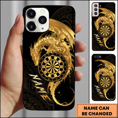 Maxcorners Darts Phonecase Golden Dragon Dynamic Fire Effect Personalized Name 3D Phone Case