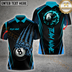 Maxcorners Billiard 8 Ball Fire Claws Scratch Multicolor Personalized Name, Team Name 3D Shirt