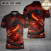Maxcorners Bowling Fire Dragon Lava Multicolor Options Personalized Name, Team Name 3D Shirt (4 Colors)