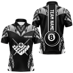 Maxcorners Custom 8 Ball Tribal Pattern Billiard Shirts for Men Billiard Team Shirts Billiard League Polo & 1/4 Zip TU0812