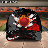 Maxcorners Bowling Paint Fire Multicolor Personalized Name 3D Cap