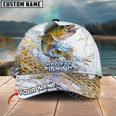 Maxcorners Walleye Fishing Gold Premium Skinfish Pattern Sport Pattern Personalized Name 3D Cap MT78