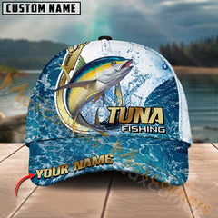 Maxcorners Tuna Fishing Golden Hook Graphic Personalized Name 3D Cap