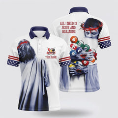 Maxcorners Billiard Ball Jesus American Flag Polo Shirts