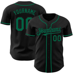 Maxcorners Custom Black Kelly Green Authentic Baseball Jersey
LM0609