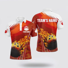 MaxCorners Bowling And Pins Navy And White Customized Name, Team Name 3D Polo Shirt For Men