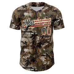 Maxcorners Custom Camo White-Red 3D American Flag Premium Salute To Service Baseball Jersey LM0210