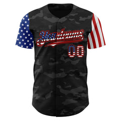 Maxcorners Custom Camo Cream-Crimson 3D American Flag Premium Salute To Service Baseball Jersey LM0210