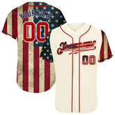 Maxcorners Custom Women's Royal White-Red American Flag Fashion 3D V-Neck Cropped Baseball Jersey LM0210