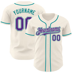 Maxcorners Custom Cream Purple-Teal Authentic Baseball Jersey
LM0609