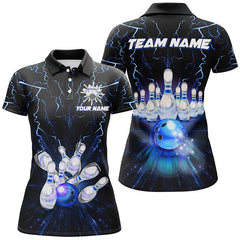 Maxcorners Custom Blue Lightning Thunder For Men Bowling Team Jersey, Gift For Team Bowlers