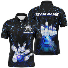 Maxcorners Custom Blue Lightning Thunder For Men Bowling Team Jersey, Gift For Team Bowlers