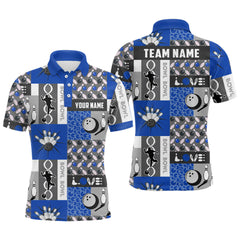 Maxcorners Personalized Bowling Shirt For Mens Custom Bowling Pattern Team Jersey Shirt | Blue