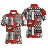 Maxcorners Personalized Bowling Shirt For Mens Custom Bowling Pattern Team Jersey Shirt | Red