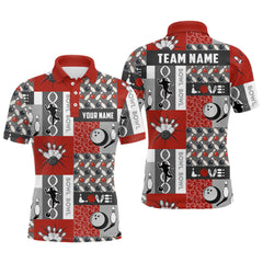 Maxcorners Personalized Bowling Shirt For Mens Custom Bowling Pattern Team Jersey Shirt | Red