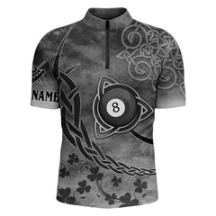 Maxcorners Billiard Celtic Irish Shamrock Polo Shirts For Men Custom Name Billiard Shirt Design