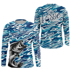 Maxcorners Bass Fishing Love Water Camouflage Customize Shirts For Men And Women Personalized Fishing Gift | Blue LM2408