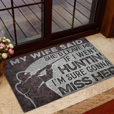 Maxcorners Personalized Hunting Rubber Doormat, Hunting Hunter My Wife Said Huntin' Welcome Doormat, Custom Name Indoor Outdoor Door Mat, Home Decor
