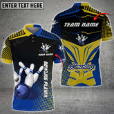 Max Corner Bowling and Pins Sport Jerseys Gear Pattern Multicolored Bowling jerseys Custom Name And Team 3D Polo Shirt
