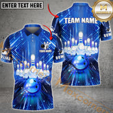 Maxcorner Bowling Ball & Pins Premium Lightning Multicolor Option Customized Name 3D Shirt (6 Colors)