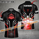 Maxcorners Bowling Ball and Pins Light Neon Sport Jersey Pattern Multicolor Option Customized Name & Team Name 3D Shirt (4 colors)