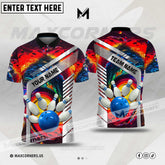 Maxcorners Bowling Ball & Pins Colorful Multicolor Customized Name 3D Polo Shirt (4 Colors)