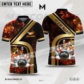 Maxcorners Bowling Ball & Pins Water And Flame Multicolor Option Customized Name 3D Shirt (4 Colors) 02