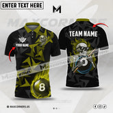 Maxcorners Billiards Ball 8 Skull Flame Multicolor Options Personalized Name, Team Name 3D Shirt (4 Colors)