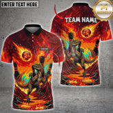 Maxcorners Bowling Flaming Raptor Lava Strike Multioptions Customized Name, Team Name 3D Shirt (5 Colors)