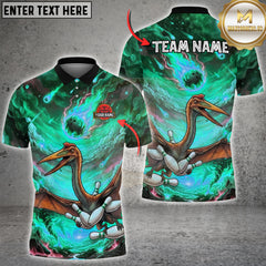 Maxcorners Bowling Pterodactyl Sky Inferno Impact Multioptions Customized Name, Team Name 3D Shirt (5 Colors)