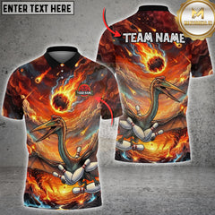 Maxcorners Bowling Pterodactyl Sky Inferno Impact Multioptions Customized Name, Team Name 3D Shirt (5 Colors)