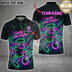 Maxcorners Bowling Neon Dolly the Bowler Sheep Illustration Multioptions Customized Name, Team Name 3D Shirt (5 Colors)