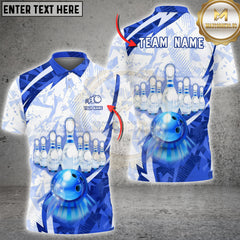 Maxcorners Bowling Ice Blue Glow Pins Graphic Multioptions Customized Name, Team Name 3D Shirt (5 Colors)