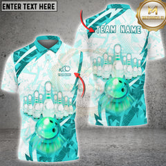 Maxcorners Bowling Ice Blue Glow Pins Graphic Multioptions Customized Name, Team Name 3D Shirt (5 Colors)