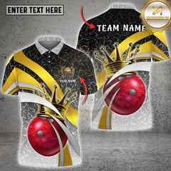 Maxcorners Golden Bowling King Jersey Vector Multioptions Customized Name, Team Name 3D Shirt (4 Colors)