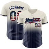 Maxcorners Custom Olive Vintage USA Flag Cream-Red Premium Throwback Salute To Service Baseball Jersey7 LM0210