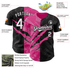 Maxcorners Custom Graffiti Pattern White Black-Pink 3D Scratch Premium Baseball Jerseys LM0210