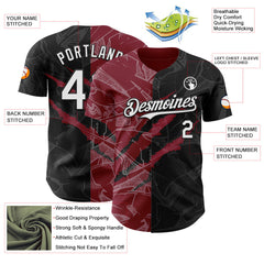 Maxcorners Custom Graffiti Pattern White Black-Crimson 3D Scratch Premium Baseball Jersey LM0210