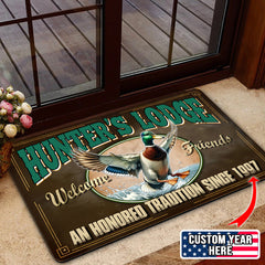Maxcorners Personalized Mallard Duck Doormat – Funny Hunting Welcome Mat with Custom Year, Rustic Cabin & Lodge Decor LM1611