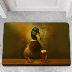 Maxcorners Funny Duck Barware Doormat – Hunting Lodge Rug with Drinking Glasses & Smoking-related Decor, Outdoor Cabin Decor Gift LM1611