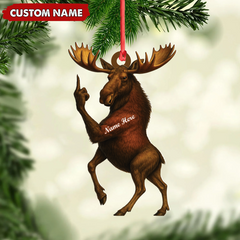 Maxcorners Personalized Funny Moose Acrylic Christmas Ornament - Custom Decoration Holiday Gift for Hunters 2D Flat