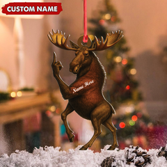 Maxcorners Personalized Funny Moose Acrylic Christmas Ornament - Custom Decoration Holiday Gift for Hunters 2D Flat