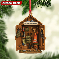 Maxcorners Personalized Hunter Gear Acrylic Ornament - Custom Name - Sleep Hunt Repeat Christmas Gift for Hunters LM0411