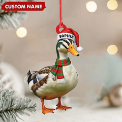 Maxcorners Personalized Duck Acrylic Christmas Ornament - Custom Name Holiday Acrylic Gift for Hunters LM0411