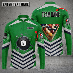Maxcorners Billiards Ball Colourful Personalized 3D Long sleeve zipper Polo Shirt