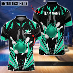 Maxcorners Bowling And Pins Thunder Pattern Multicolor Option Customized Name 3D Shirt